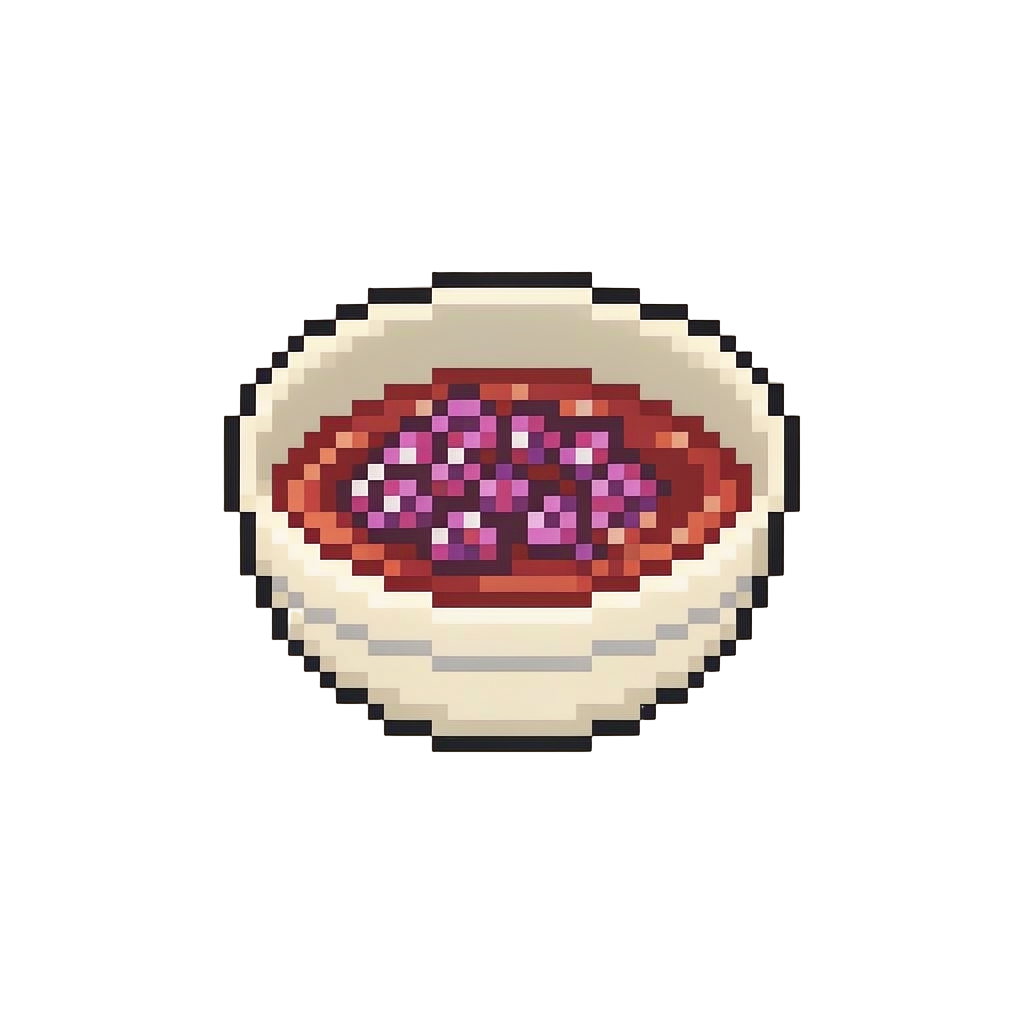 A Cold Bowl of Soggy Purple Cereal Floating in Hot Sauce