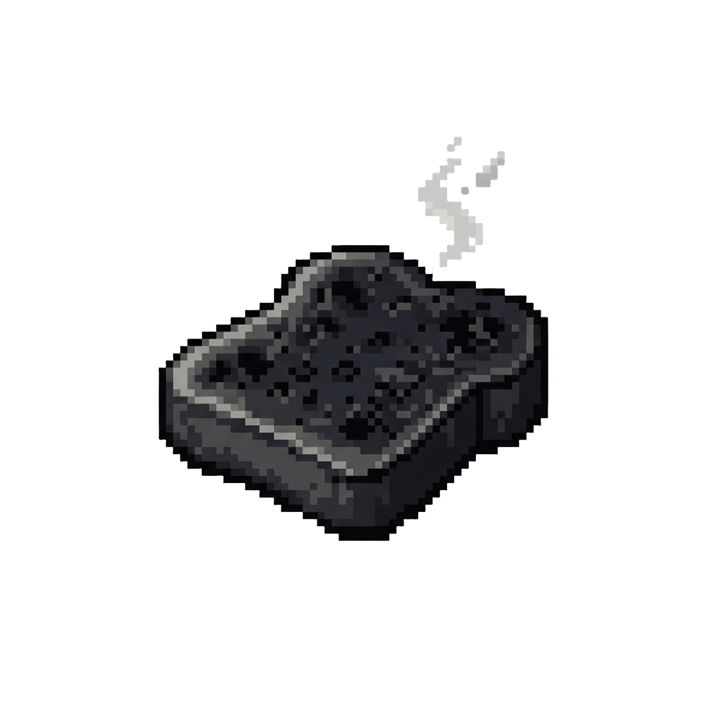A Smoking Lump of Completely Charred Black Briquette Toast