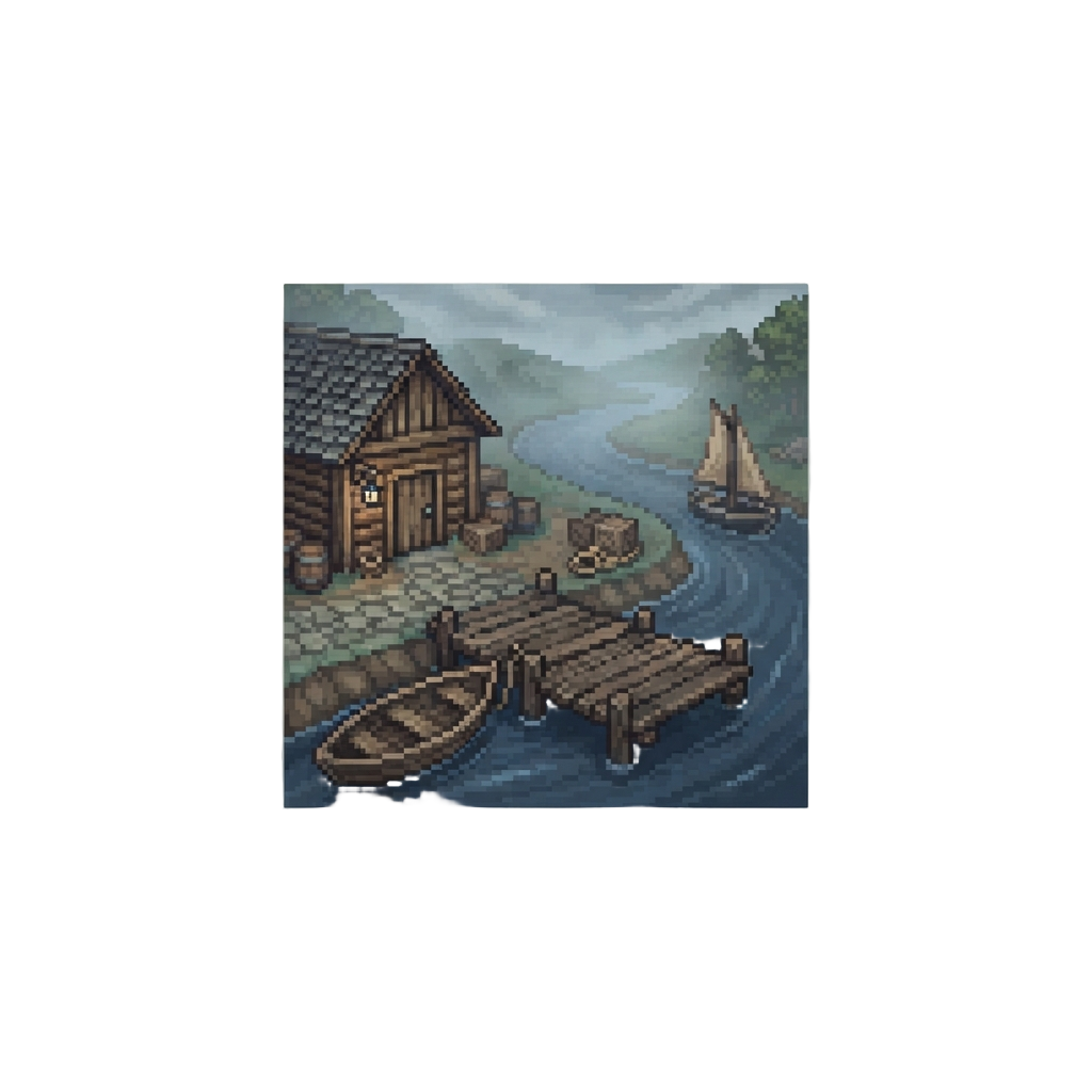 A Misty Vintage River Bend Port