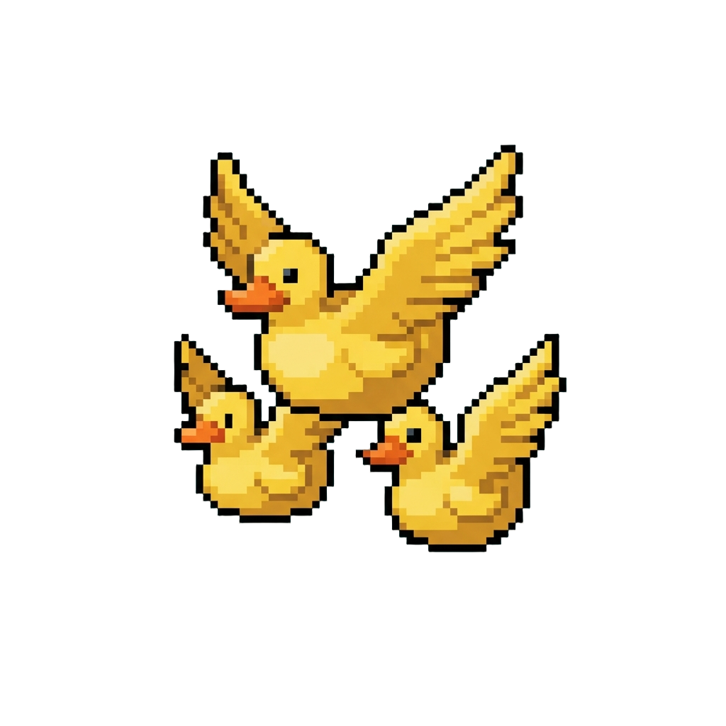 A Flock of Rubber Ducks Soaring Majestically Like Eagles