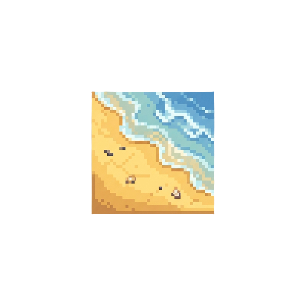 A Bright Sun-drenched Beach with Golden Sands and Gentle Waves