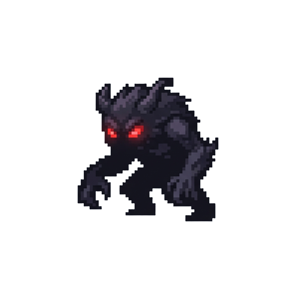 A Spooky Shadowy Monster with Glowing Red Eyes Creeping Closer