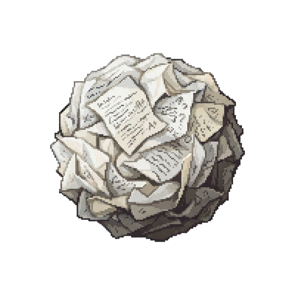 A Giant Rolling Boulder Made of Crumpled Exam Papers