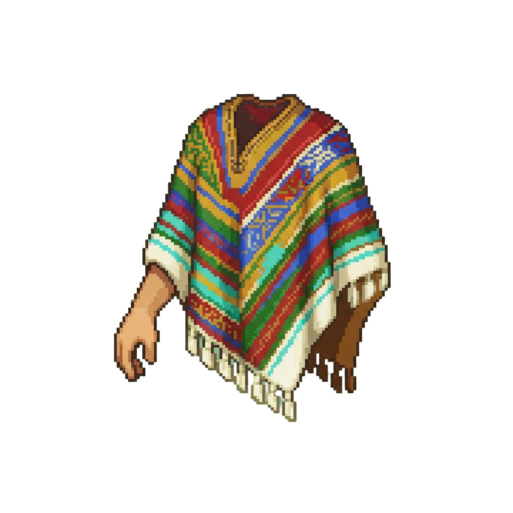 A Handwoven Colorful Ruana Poncho Draped Over Their Arm