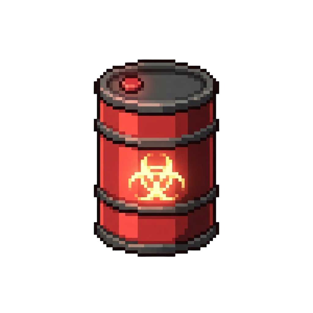 A Glowing Red Hazardous Barrel