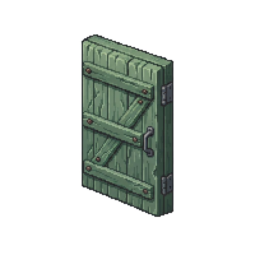 A Weathered Green Wooden Door