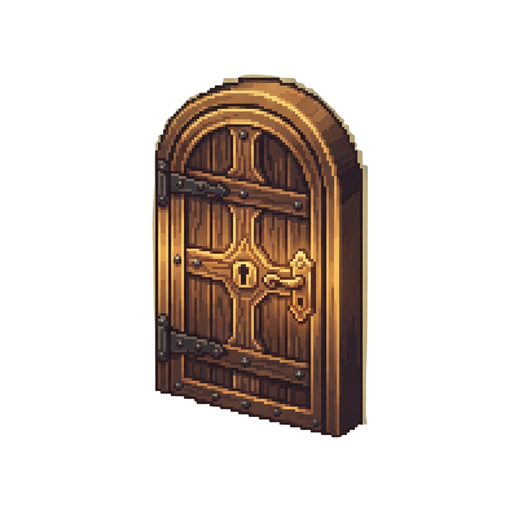 A Golden Glowing Heavy Oak Door
