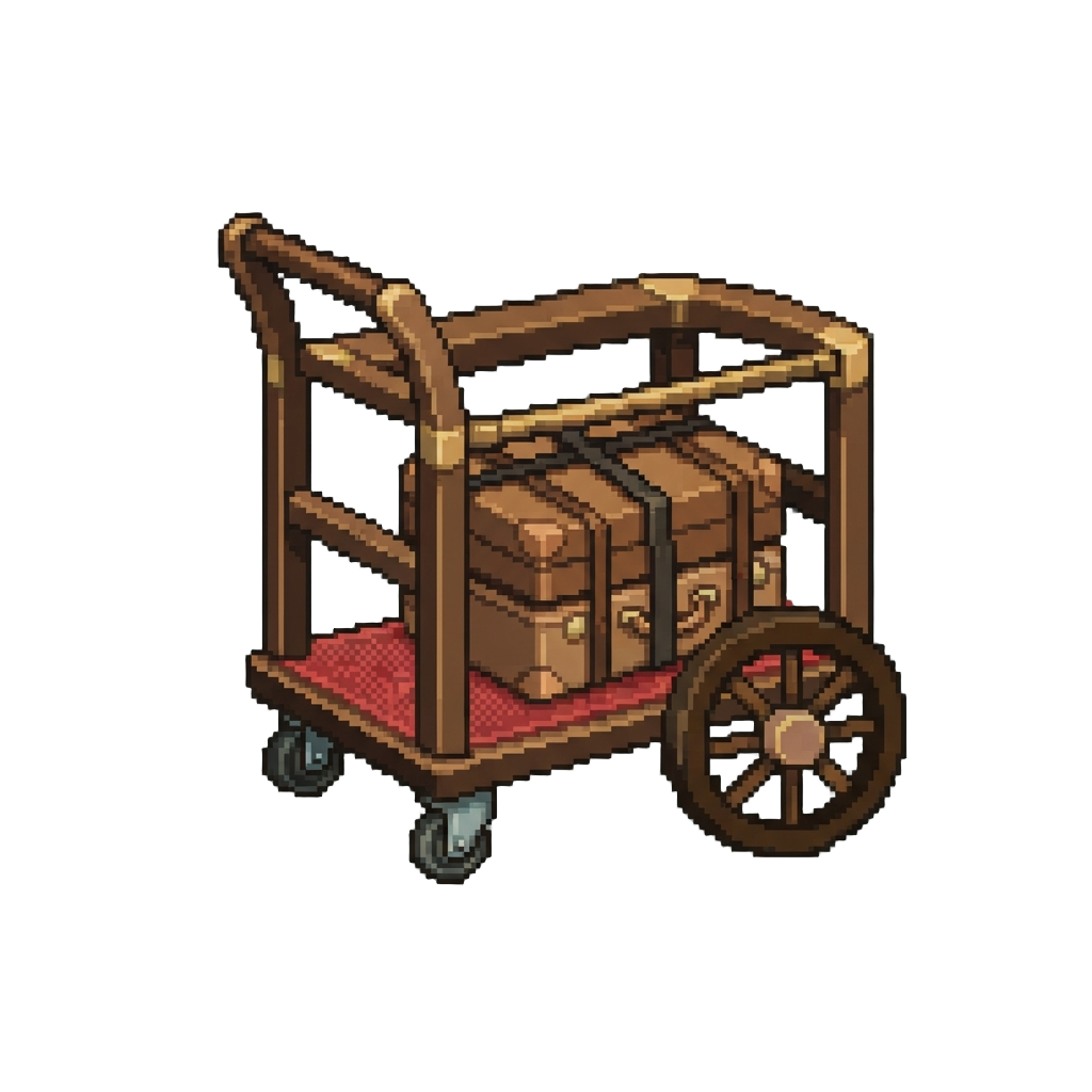 A Heavy Wooden Luggage Cart