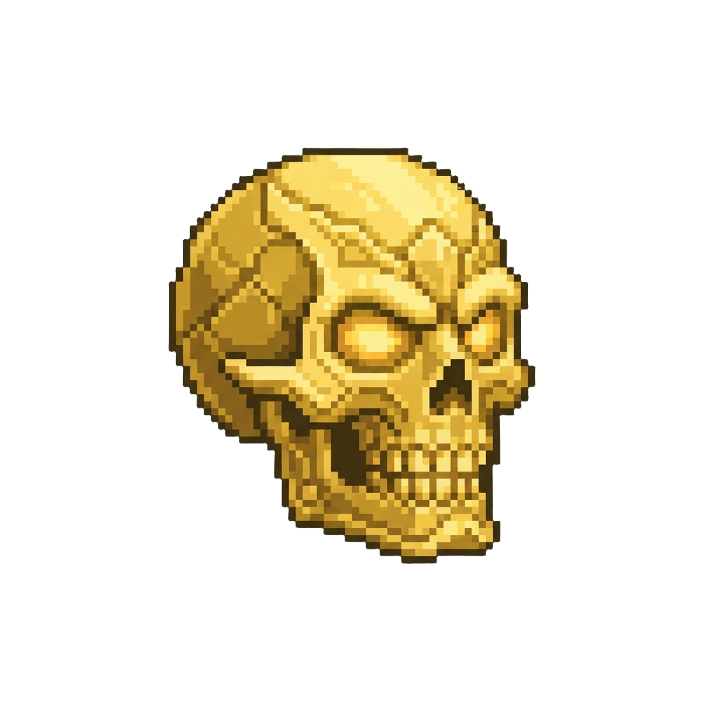 A Giant Glowing Golden Skull Obstacle