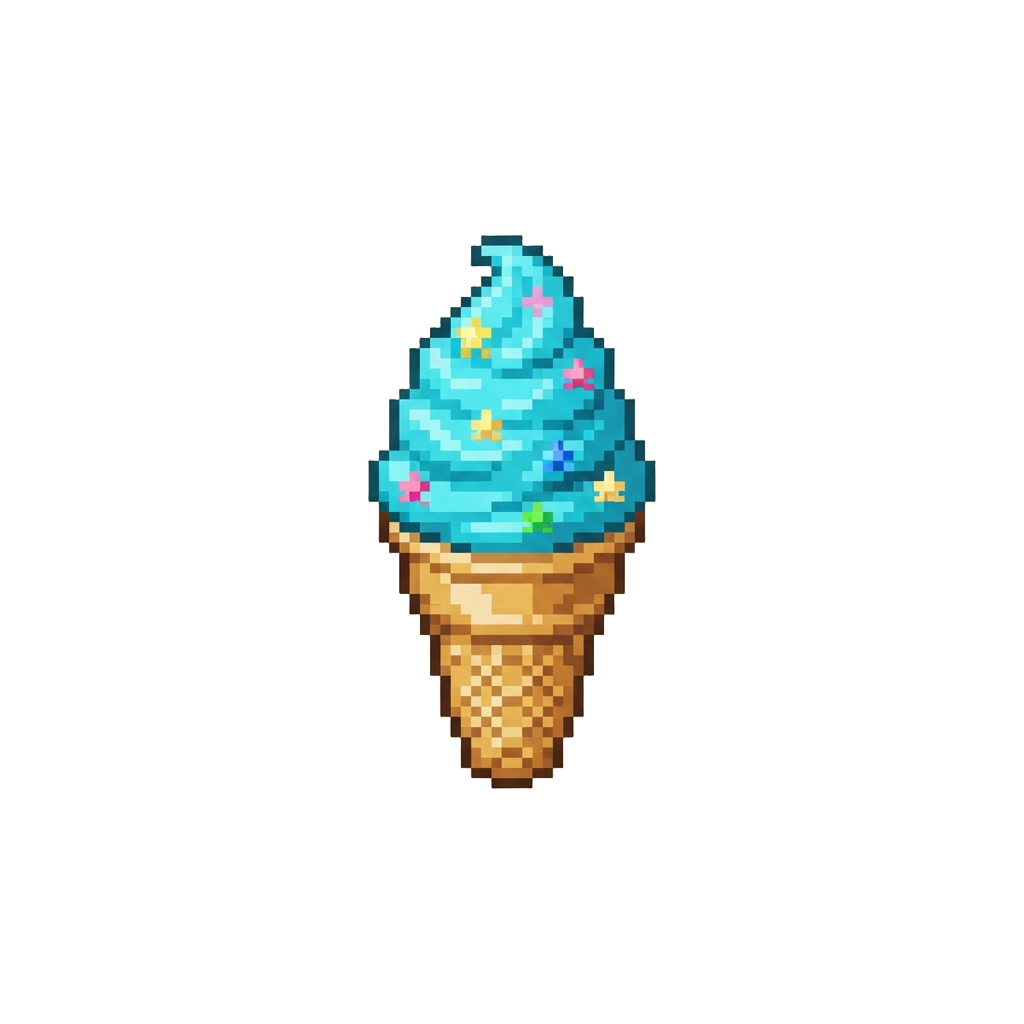 Bright Cyan Blue-raspberry Soft-serve with Star Sprinkles