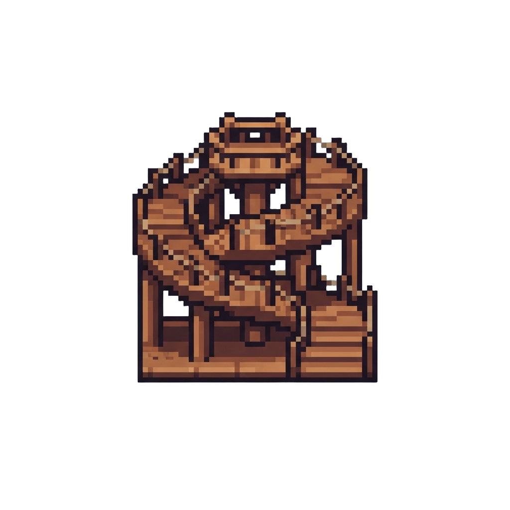 A Graceful Spiral Climb High Above the Wooden Ramp