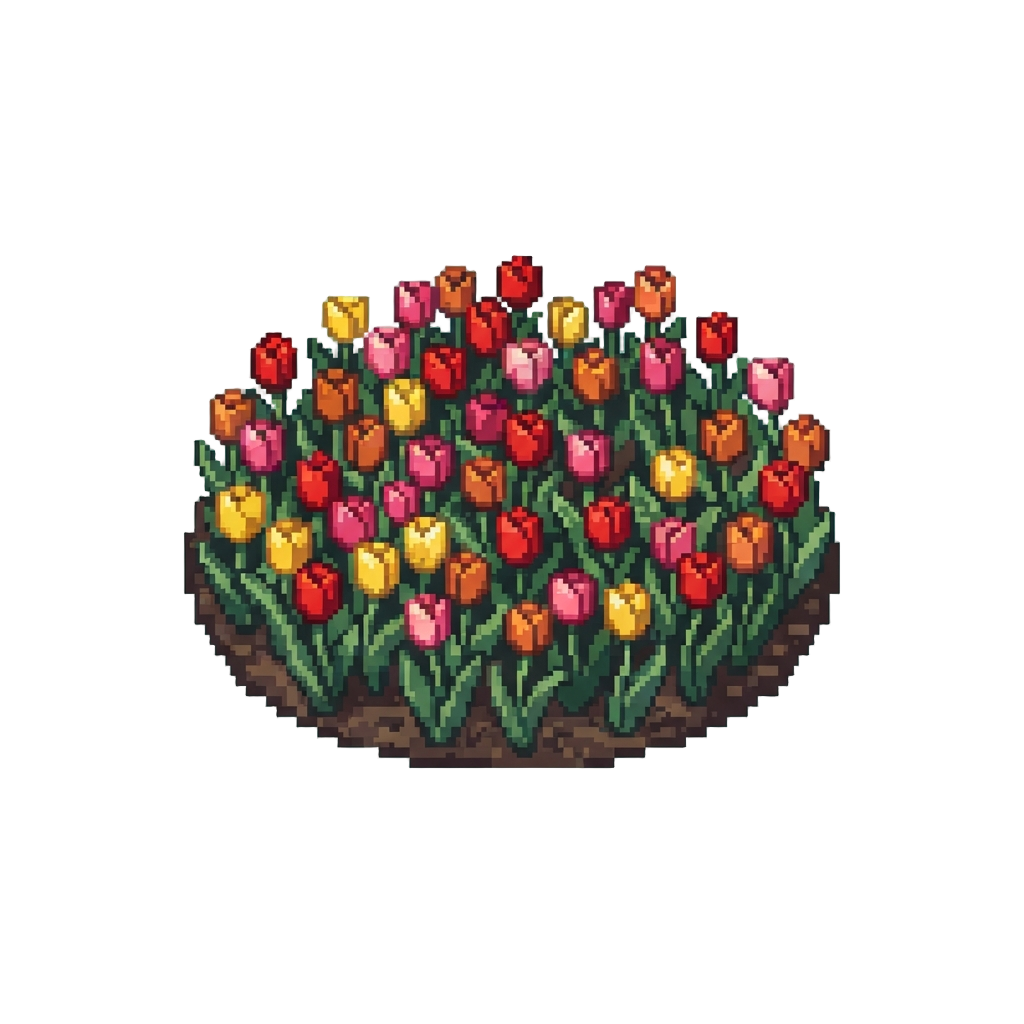 A Sunny Tulip Field Swaying Under a Soft Breeze