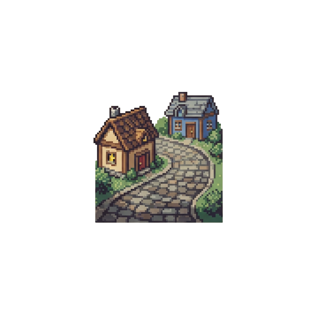 A Quaint Cobblestone Lane Winding Past Miniature Cottages
