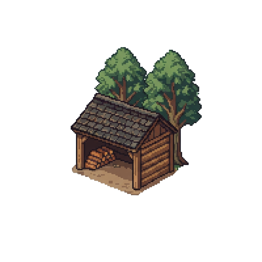 A Tiny Rustic Cabin Carport Under Towering Backyard Trees