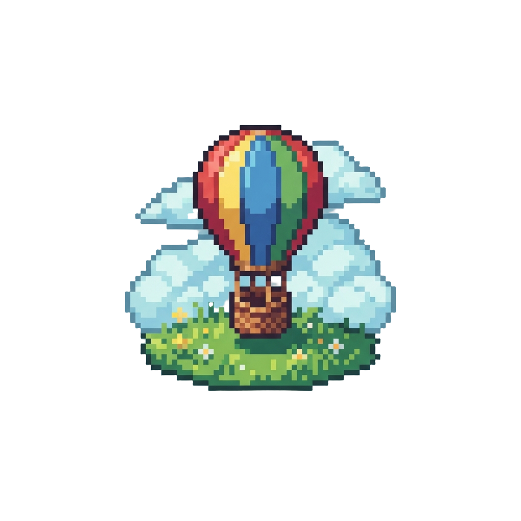 A Miniature Hot Air Balloon Meadow Filled with Soft Clouds
