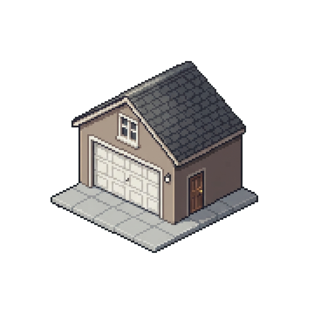 A Cute Modern Townhouse Garage with a Spotless Driveway