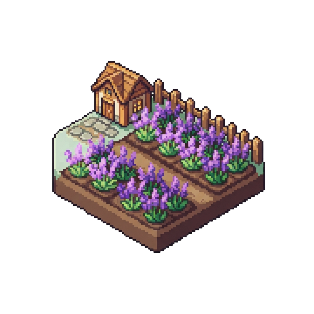 A Cheerful Lavender Farm with Purple Flower Beds