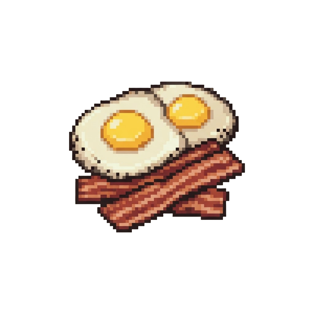 Crispy Bacon Strips and Two Perfect Sunny-side-up Eggs
