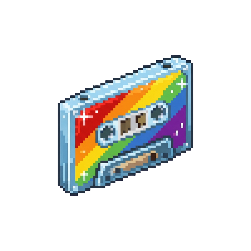 A Sparkly Rainbow Cassette Symbol