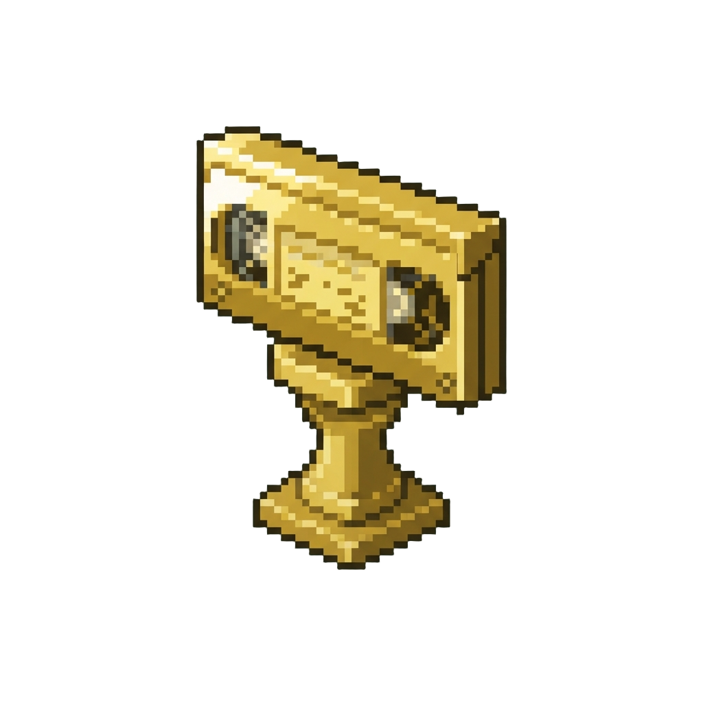 A Glowing Golden Vhs Trophy Icon