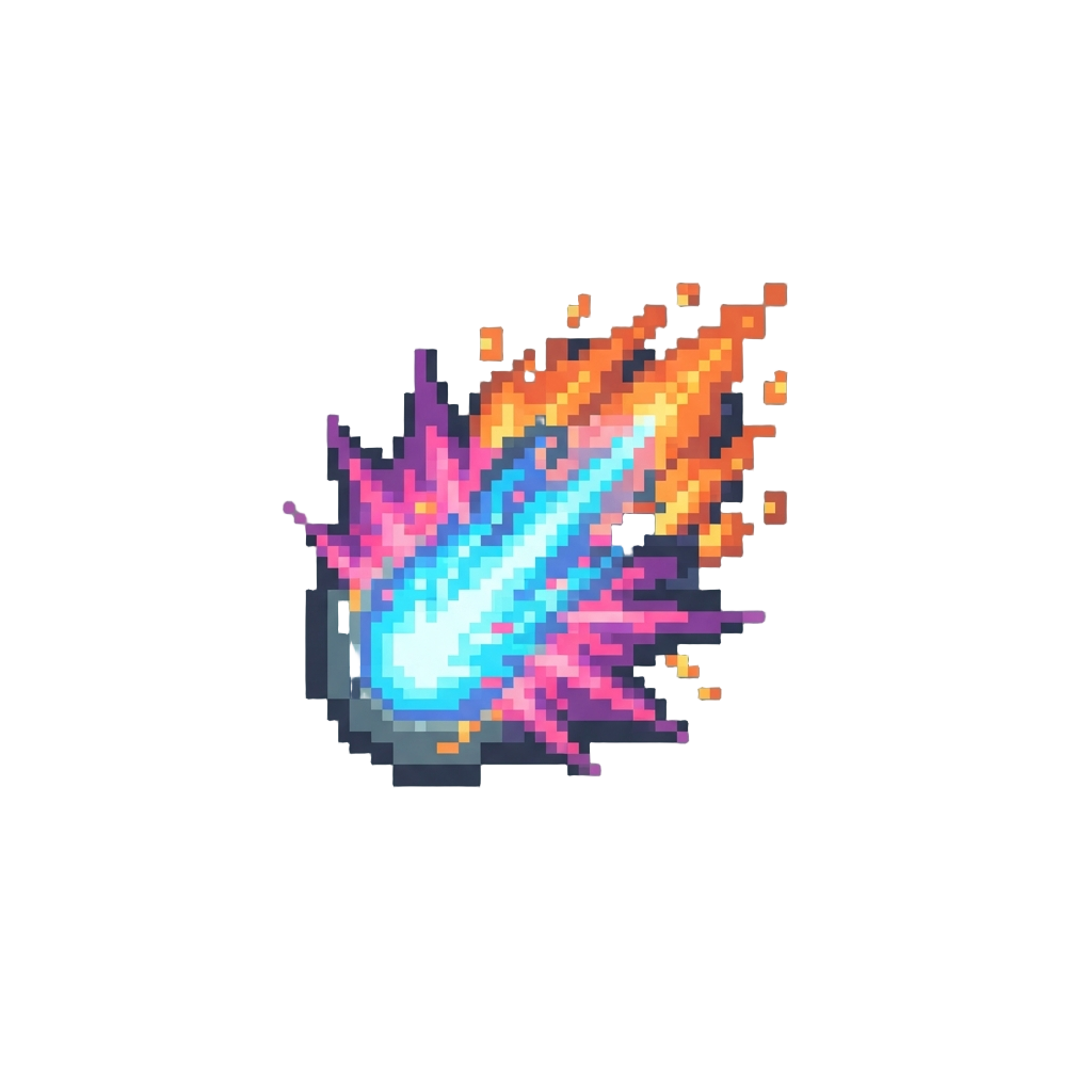 A Plasma Cannon Burst with Neon Shockwaves and Fiery Explosions