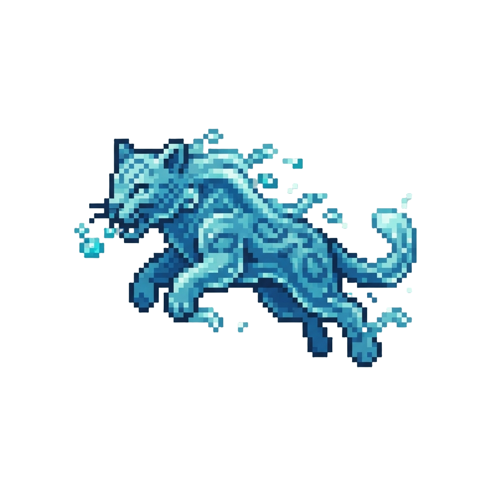 An Oceanic Water Wave Leopard Flowing with Shimmering Aqua Droplets