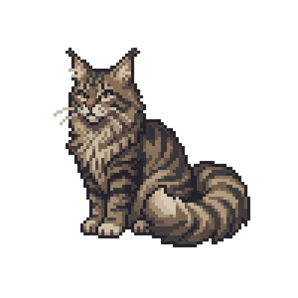 A Majestic Maine Coon Cat with a Huge Feathery Tail