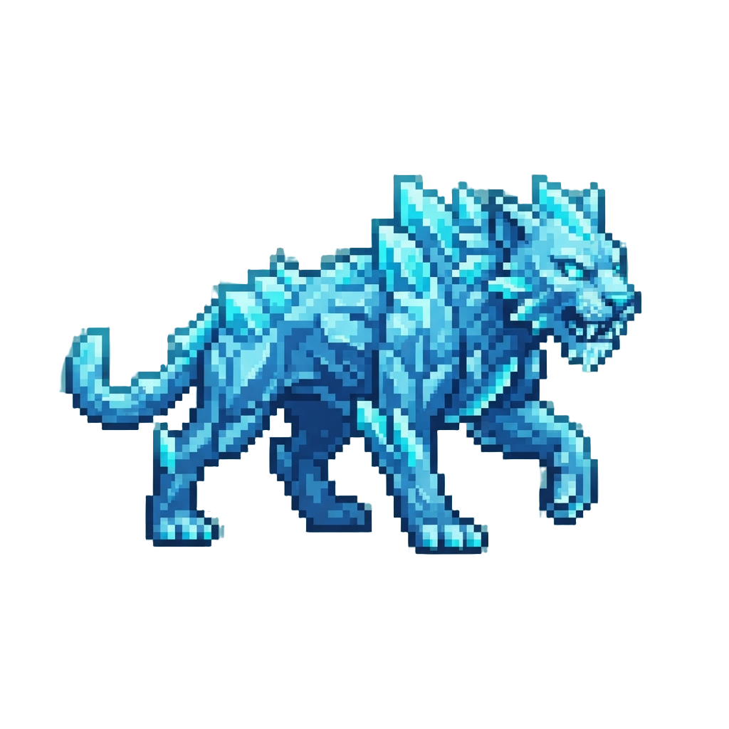 An Icy Crystal Frost Panther Glowing with Arctic Blue Frost
