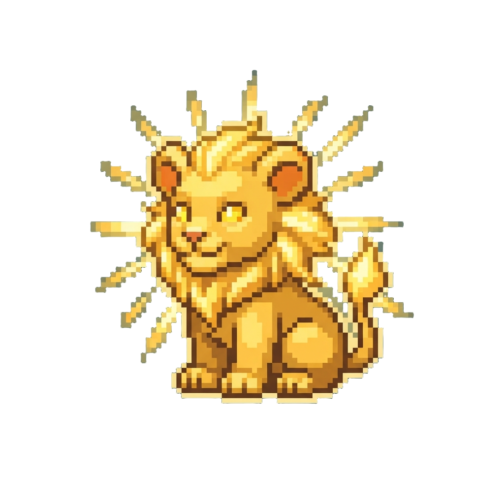 A Golden Solar Lion Cub Radiating Pure Radiant Sunshine