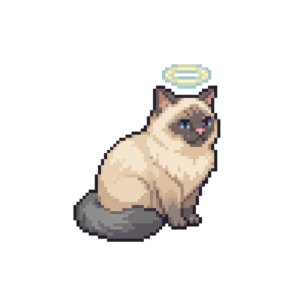 A Silky Ragdoll Cat with a Glowing Aura Halo