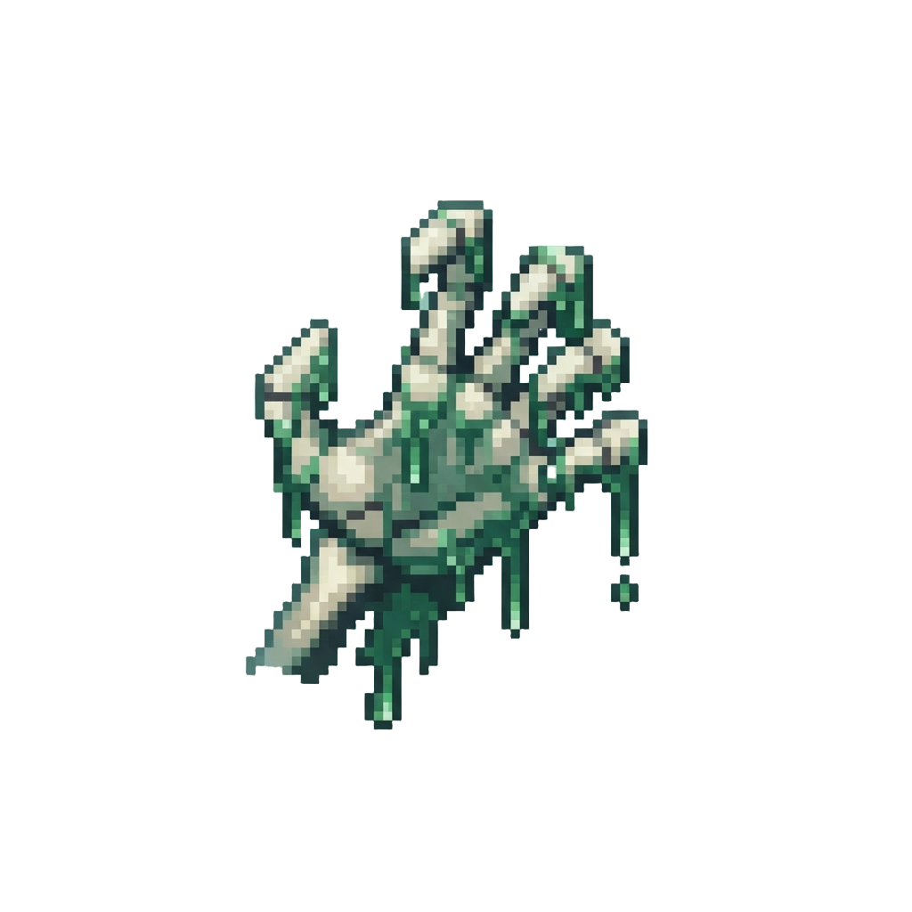 A Ghostly Skeletal Hand Dripping with Slime