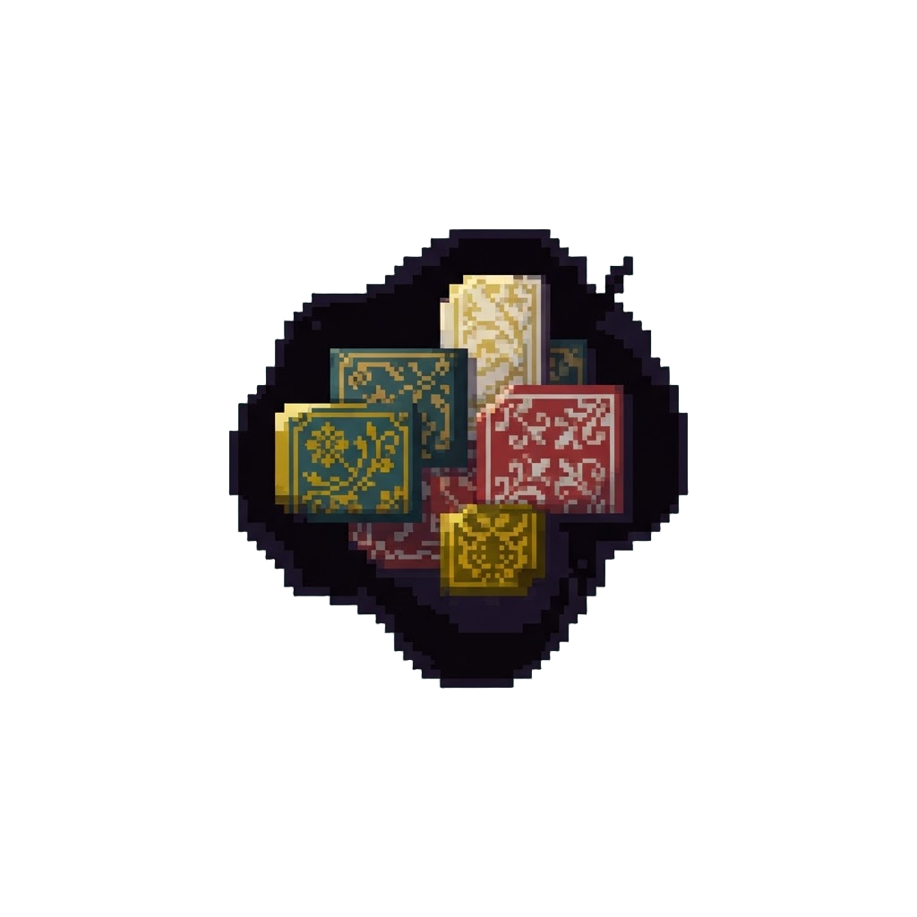 A Dark Pixelated Abyss Filled with Floating Wallpaper Tiles