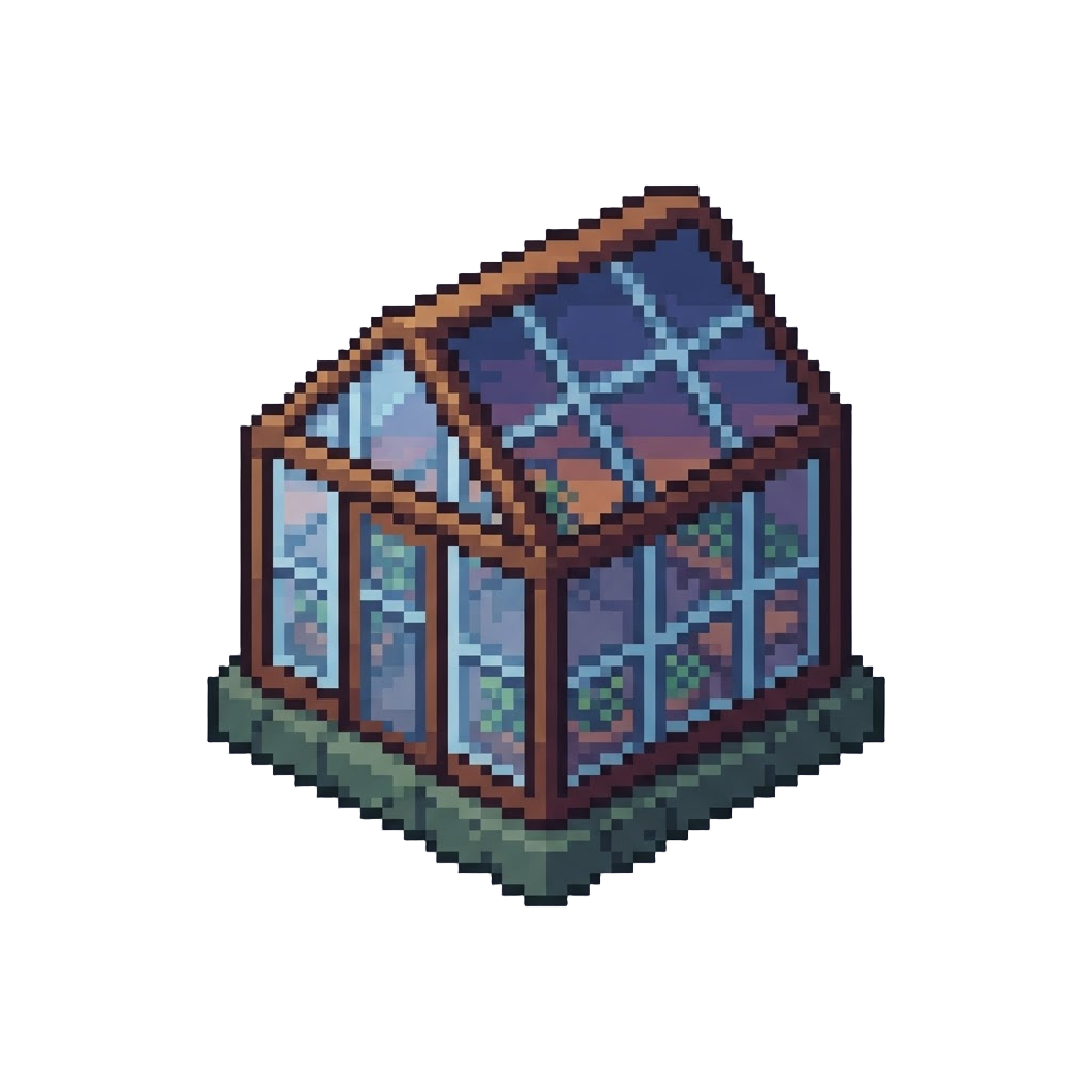 A Glass Greenhouse Overlooking a Twilight Sky