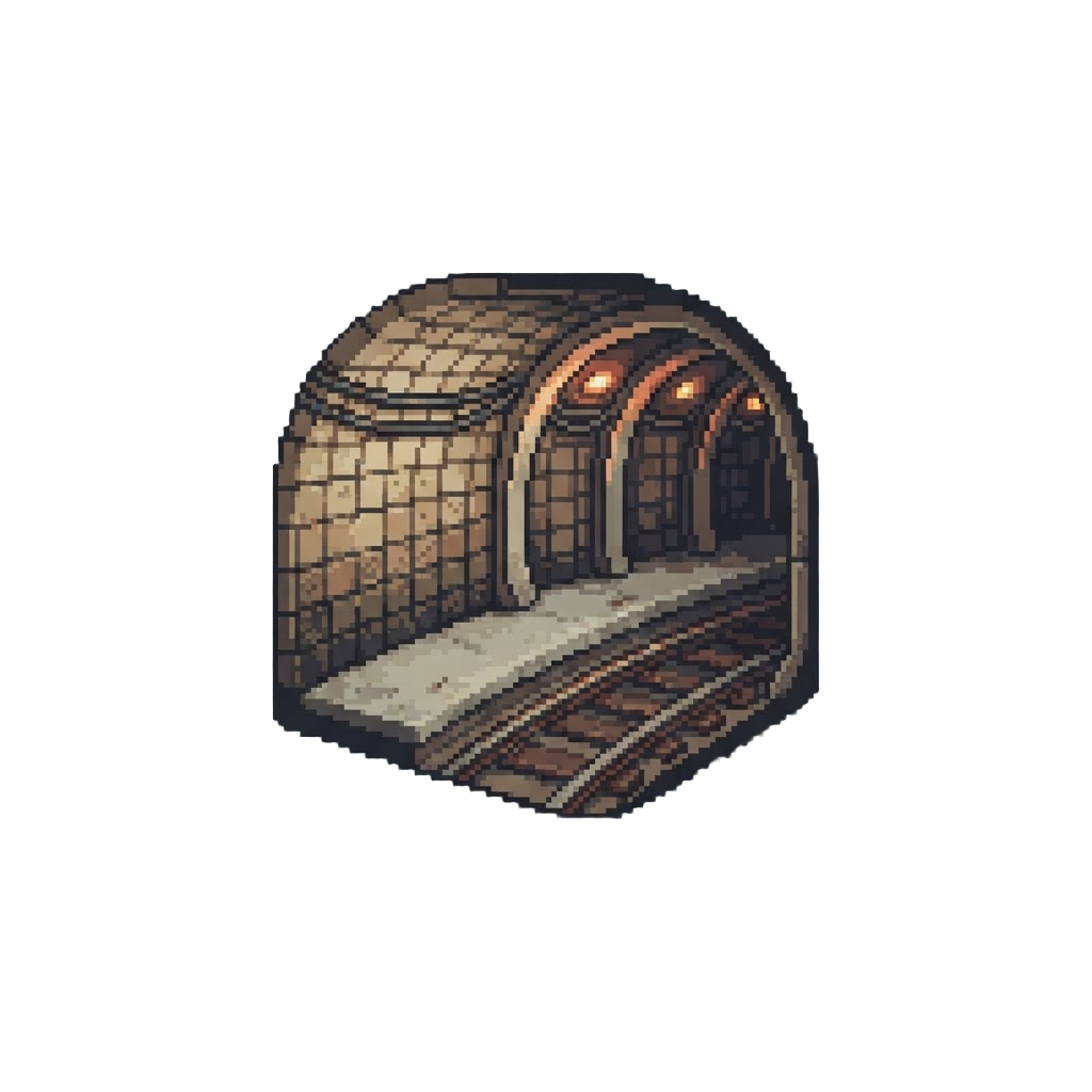 A Softly Lit Underground Subway Transfer Tunnel