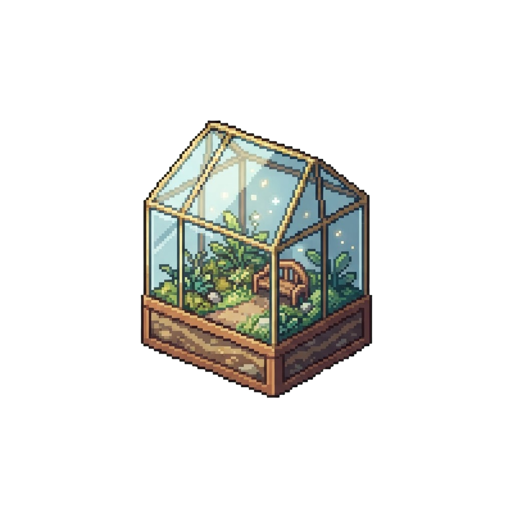 A Quiet Sunlit Atrium with Floating Plants