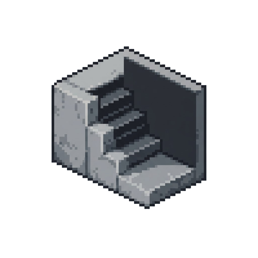 A Subterranean Concrete Stairwell Going Nowhere