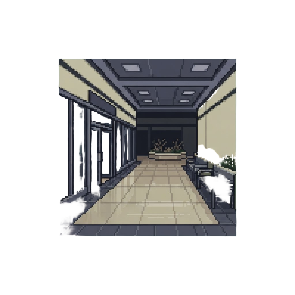An Empty Indoor Mall Hallway After Hours
