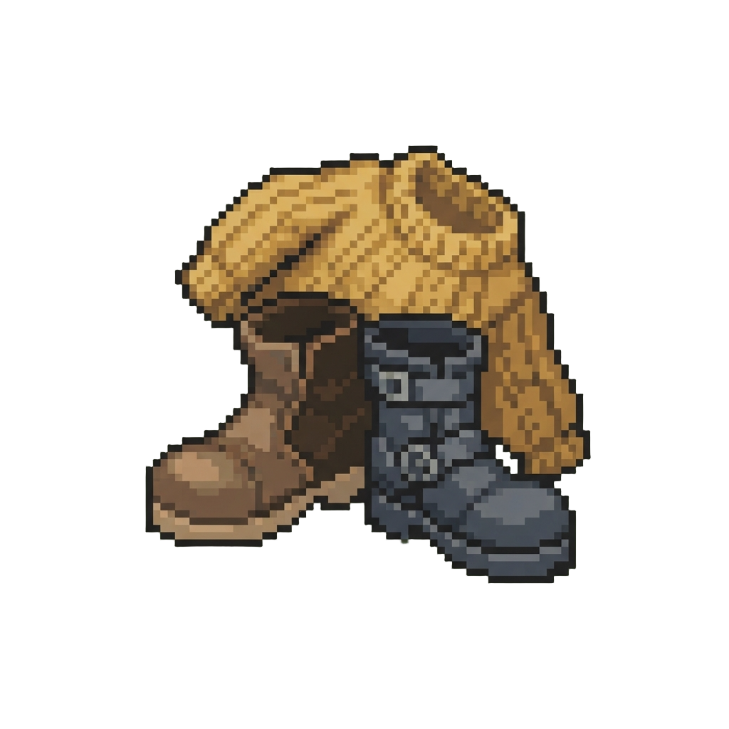 Wearing Two Different Boots and a Sweater Backward Over Legs