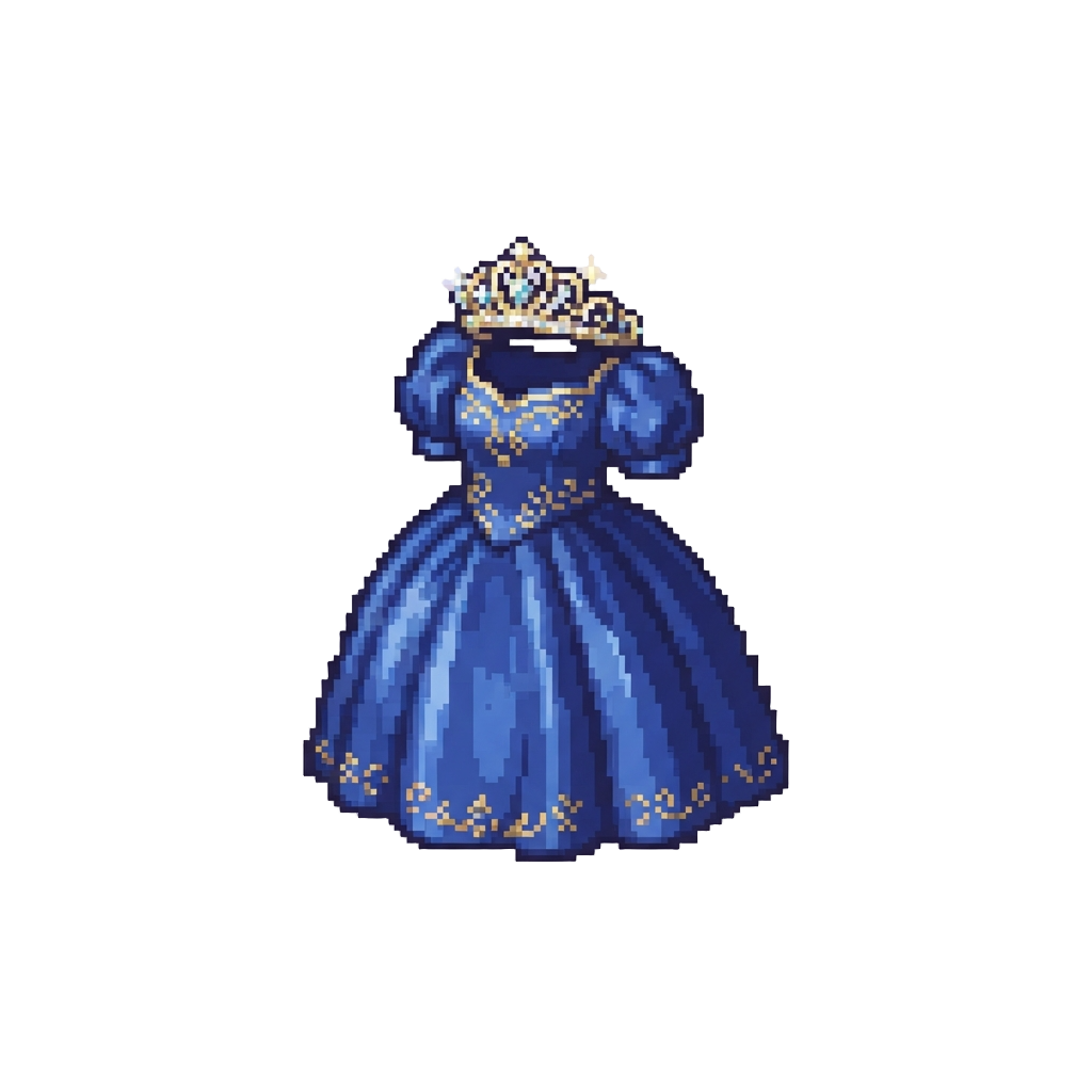 Royal Princess Style with Shimmering Tiara and Satin Ballgown