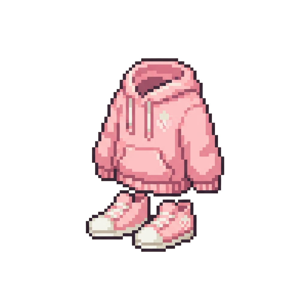 Strawberry Milk Style with Pastel Pink Hoodie and Sneakers