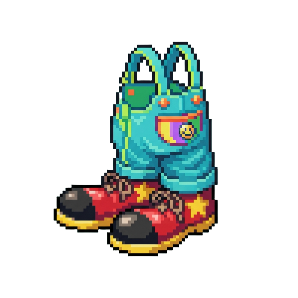 Slippery Oversized Clown Shoes and Backward Neon Overalls