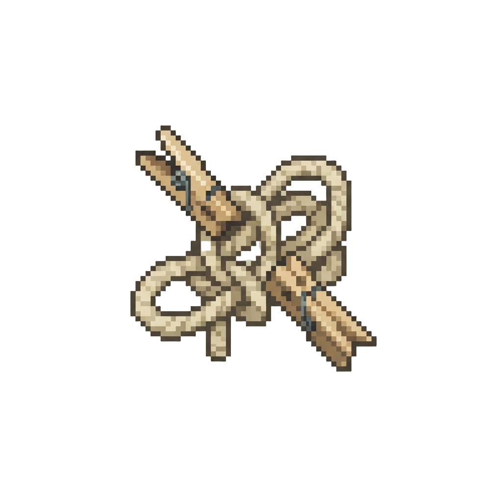Tangled in Laundry Line with Clothespins Still Attached