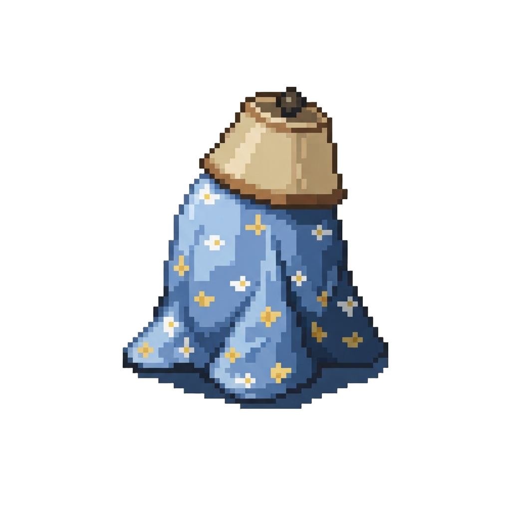 Draped in a Floral Bedsheet with a Lampshade Hat