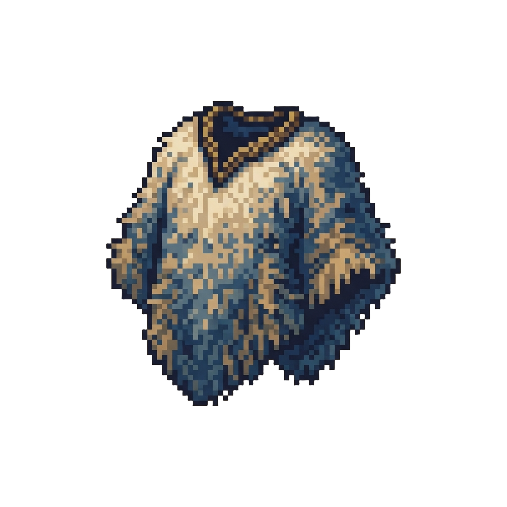 Giant Fuzzy Carpet Sample Wrapped As a Poncho