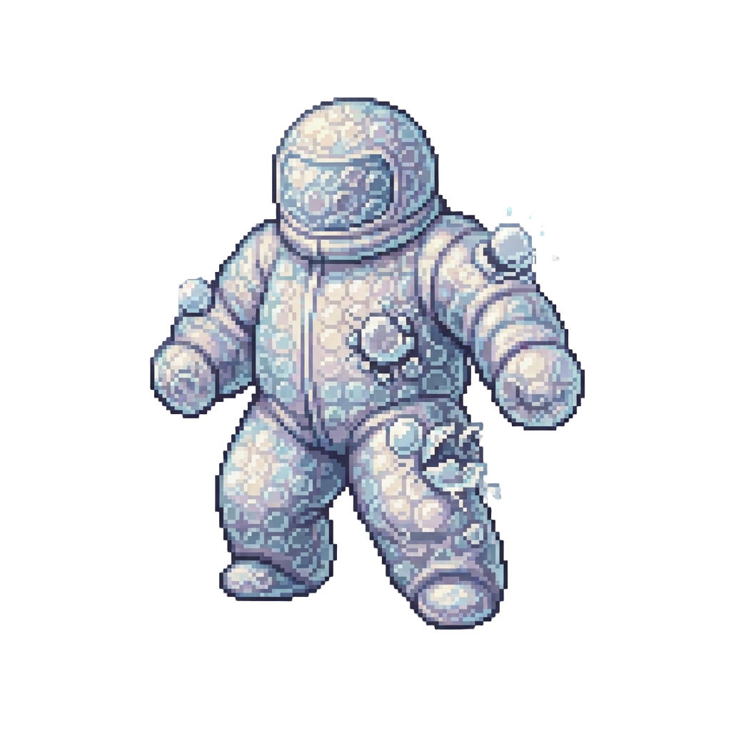 Oversized Bubble Wrap Suit Popping with Every Step