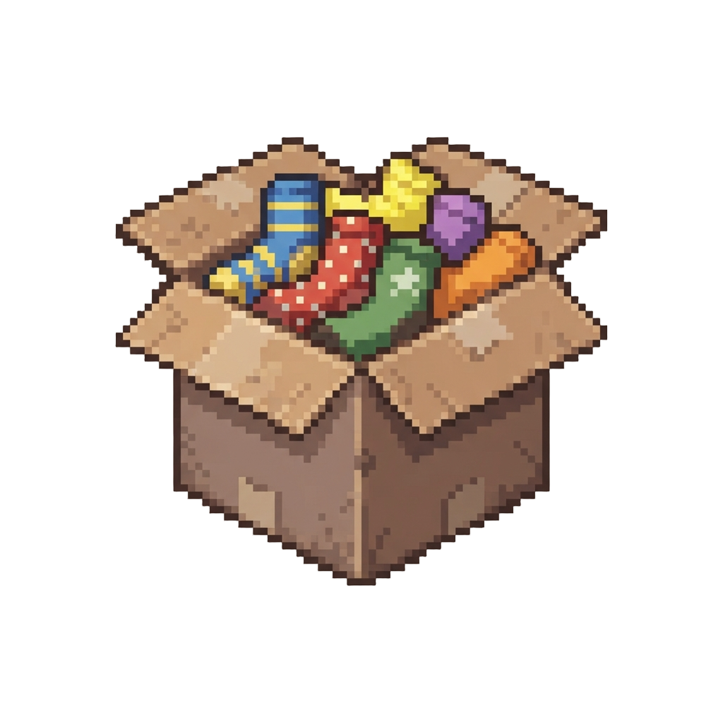 Cardboard Box Styled As a Top with Mismatched Socks