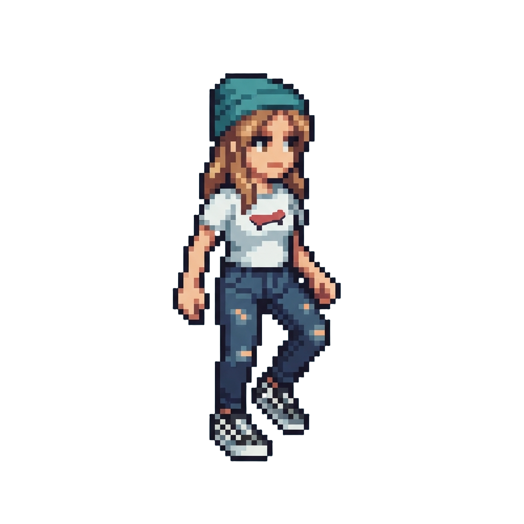 Skater Girl Style with Graphic Tee and Checkerboard Sneakers