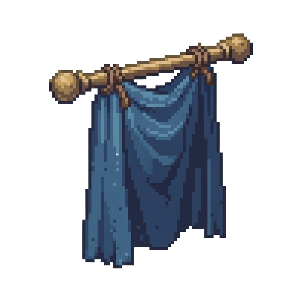 Wearing a Curtain Rod with Hanging Drapes As a Cape