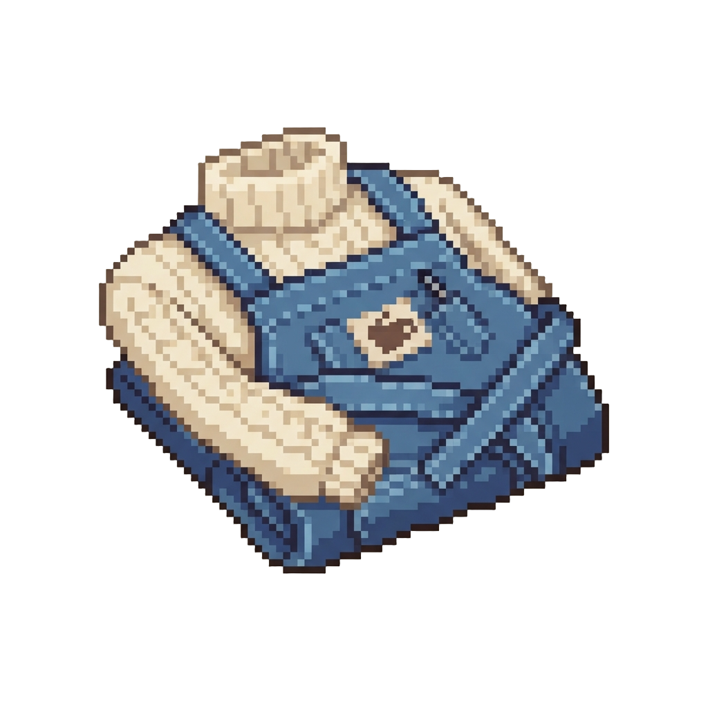 Barista Chic Style with Denim Apron Over Cozy Knitted Turtleneck