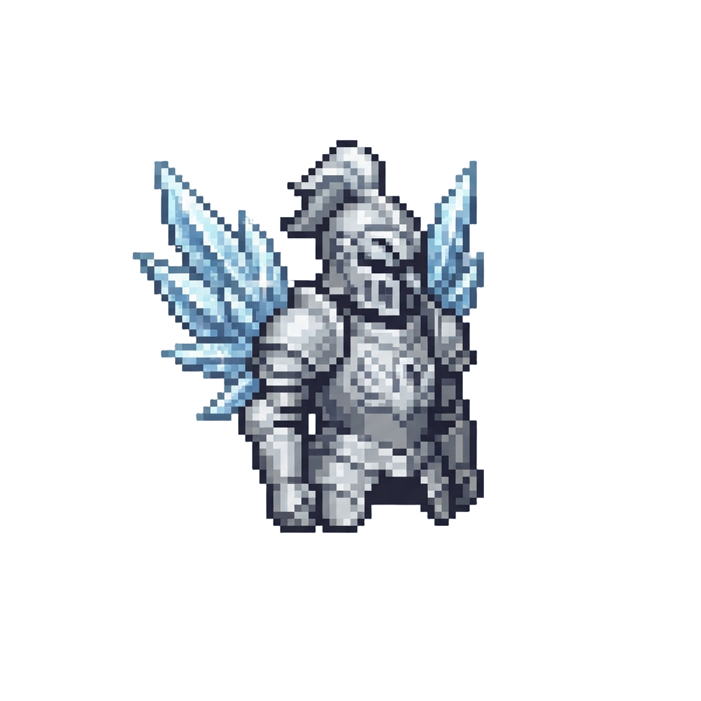 A Glittering Silver Swan Armor Suit with Ice-crystal Wings